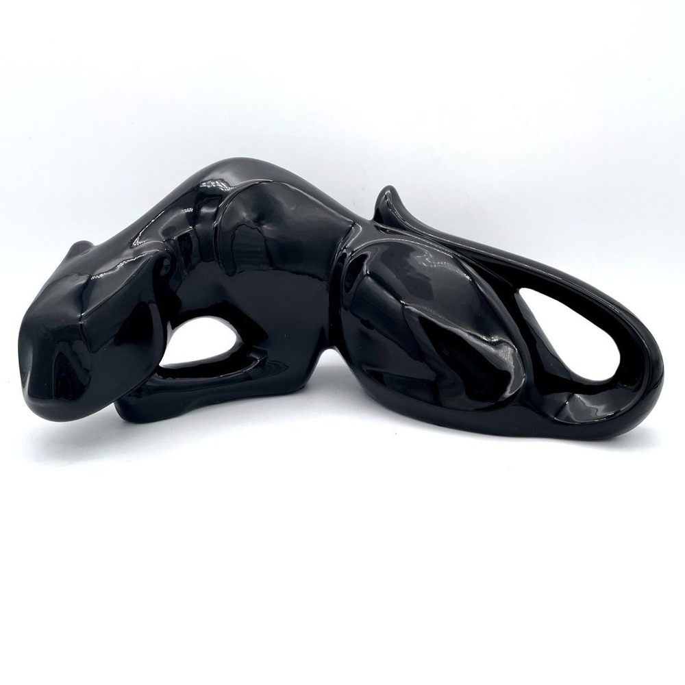 Vintage Jaru Black Panther Ceramic Figurine Mid-Century Modern MCM Sculpture 7"